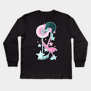 mrs.Fannie flamingo pop star / blue edition Kids Long Sleeve T-Shirt